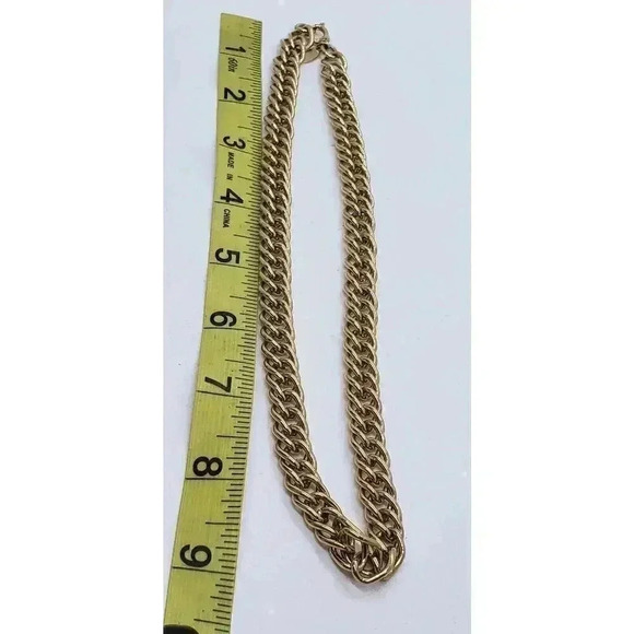 Vintage Double Link Chunky Heavy Necklace Gold Tone Sarah Coventry - Picture 4 of 5
